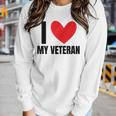 I Love My Veteran Military Wife Dad Boyfriend Usa Women Graphic Long Sleeve T-shirt Gifts for Her