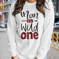 Womens Mom Of The Wild One Shirt Plaid Lumberjack 1St Birthday Tee Women Long Sleeve T-shirt Gifts for Her