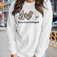 Peace Love Volleyball Mom Leopard Print Cheetah Pattern Women Long Sleeve T-shirt Gifts for Her