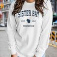 Sister Bay Wisconsin Wi Vintage Athletic Navy Sports Women Long Sleeve T-shirt Gifts for Her