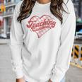 Teaching Sweethearts Checkered Heart Valentines Day Teacher Women Graphic Long Sleeve T-shirt Gifts for Her