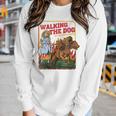 Womens Three Headed Dog Walking The Dog Just Got Triple The Fun Women Long Sleeve T-shirt Gifts for Her
