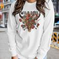 Wild Soul Leopard Cow Skull Bull Skull Flower Western Lover Women Long Sleeve T-shirt Gifts for Her
