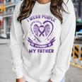 Womens Purple In Memory Of Father Dad Pancreatic Cancer Awareness Women Graphic Long Sleeve T-shirt Gifts for Her