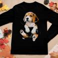Beagle Pocket Funny Mom Dad Kid Lover Themed Gifts Men Women Women Graphic Long Sleeve T-shirt Funny Gifts