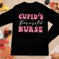 Cupids Favorite Nurse Groovy Retro Valentines Day Nurse Women Graphic Long Sleeve T-shirt Funny Gifts