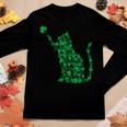 Cute Cat St Patricks Day Clover Lucky Cat Mom Shamrock Cat V2 Women Graphic Long Sleeve T-shirt Funny Gifts