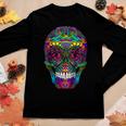 Day Of The Dead Rainbow Skull Dia De Los Muertos Women Long Sleeve T-shirt Unique Gifts