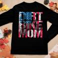 Dirt Bike Mom Vintage American Flag Motorcycle Silhouette Women Long Sleeve T-shirt Unique Gifts