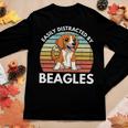 Easily Distracted By Beagles Funny Beagle Dog Mom Gift Women Graphic Long Sleeve T-shirt Funny Gifts
