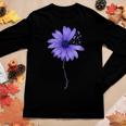 Womens Esophageal Cancer Awareness Sunflower Periwinkle Ribbon Women Long Sleeve T-shirt Unique Gifts