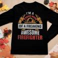 Firefighter Mom Proud Mom Of A Freaking Awesome Firefighter Women Graphic Long Sleeve T-shirt Funny Gifts