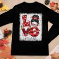 Funny Love Messy Bun Teacher Life Valentines Day Matching V2 Women Graphic Long Sleeve T-shirt Funny Gifts