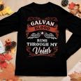 Galvan Blood Runs Through My Veins Family Christmas Women Graphic Long Sleeve T-shirt Funny Gifts