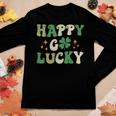 Groovy Happy Go Lucky St Patricks Day Men Women Kids Women Graphic Long Sleeve T-shirt Funny Gifts
