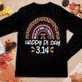 Happy Pi Day 3 14 Leopard Rainbow Mathematics Math Teacher Women Graphic Long Sleeve T-shirt Funny Gifts