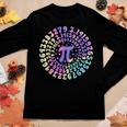 Happy Pi Day Retro Groovy Math Teacher Student Women Graphic Long Sleeve T-shirt Funny Gifts