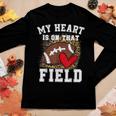My Heart Is On That Field Football Mom Leopard Women Long Sleeve T-shirt Unique Gifts