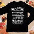 I Am A Lucky Son Raised By A Freaking Awesome Mom June Women Graphic Long Sleeve T-shirt Funny Gifts