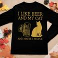 I Like Beer And My Cat And Maybe 3 People I Like Beer Cat Women Graphic Long Sleeve T-shirt Funny Gifts