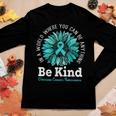Be Kind Ovarian Cancer Awareness Ribbon Sunflower Kindness Women Long Sleeve T-shirt Unique Gifts