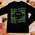 Lucky Teacher Retro Groovy Saint Patricks Day Funny Irish Women Graphic Long Sleeve T-shirt Personalized Gifts