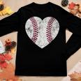 Mothers Day Gift Distressed Heart Baseball Heart Mom Mama Women Graphic Long Sleeve T-shirt Personalized Gifts