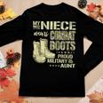 My Niece Wears Combat Boots Dog Tags - Proud Military Aunt Women Graphic Long Sleeve T-shirt Funny Gifts