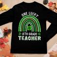 One Lucky 8Th Grade Teacher Rainbow St Patricks Day Women Graphic Long Sleeve T-shirt Personalized Gifts