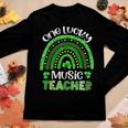 One Lucky Music Teacher Rainbow Shamrock St Patricks Day Women Graphic Long Sleeve T-shirt Personalized Gifts