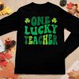 One Lucky Teacher Retro Vintage St Patricks Day Women Graphic Long Sleeve T-shirt Funny Gifts