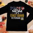 Proud Mom Of A Coast Guard Veteran American Flag Military Women Graphic Long Sleeve T-shirt Funny Gifts