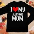 Red Heart With Love I Love My Mom Awesome Mommy Women Long Sleeve T-shirt Unique Gifts