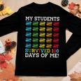 Retro My Students Survived 100 Days Of Me Funny Teacher Women Graphic Long Sleeve T-shirt Funny Gifts