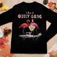 I Run A Quilt Gang Quilting Flamingo Lover Women Long Sleeve T-shirt Unique Gifts