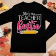 She Is My Teacher Bestie Couple Matching Outfit Apparel Women Graphic Long Sleeve T-shirt Funny Gifts