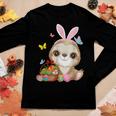 Sloth Bunny Ear With Eggs Basket Easter Costume Rabbit Women Long Sleeve T-shirt Unique Gifts