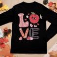 Valentine Teacher Love Retro Groovy Valentines Day Teachers Women Graphic Long Sleeve T-shirt Funny Gifts