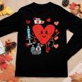 Valentines Day Nurse Heart Funny Nursing Scrub Top Rn Women Women Graphic Long Sleeve T-shirt Funny Gifts