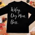Womens Wifey Dog Mom Boss Happy Shirt Women Long Sleeve T-shirt Unique Gifts