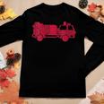 Womens Fire Truck Vintage Fire Fighter Gift Fireman Women Graphic Long Sleeve T-shirt Funny Gifts