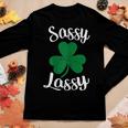 Womens Sassy Lassy St Patricks Day Women Graphic Long Sleeve T-shirt Funny Gifts