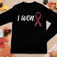 Womens I Won Breast Cancer Awareness Support Pink Ribbon Survivor Women Long Sleeve T-shirt Unique Gifts