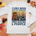 Bear I Like Beer And My Smoker And Maybe 3 People Women Graphic Long Sleeve T-shirt Funny Gifts
