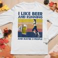 I Like Beer And Running And Maybe 3 People Retro Vintage Women Graphic Long Sleeve T-shirt Funny Gifts