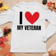 I Love My Veteran Military Wife Dad Boyfriend Usa Women Graphic Long Sleeve T-shirt Funny Gifts