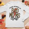 Leopard Proud Member Of Bad Moms Club Lightning Bolt Western Women Graphic Long Sleeve T-shirt Personalized Gifts