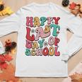 Retro Groovy Happy Last-Day Of School Leopard Teacher Kids Women Long Sleeve T-shirt Unique Gifts