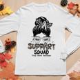 Support Squad Messy Bun Butterfly White Ribbon Lung Cancer Women Long Sleeve T-shirt Unique Gifts