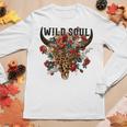 Wild Soul Leopard Cow Skull Bull Skull Flower Western Lover Women Long Sleeve T-shirt Unique Gifts